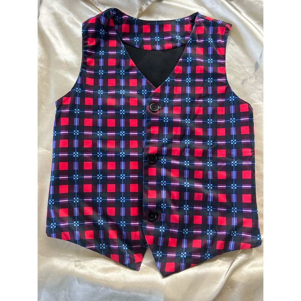Plaid Dress vest for little boys sz 6 red black blue